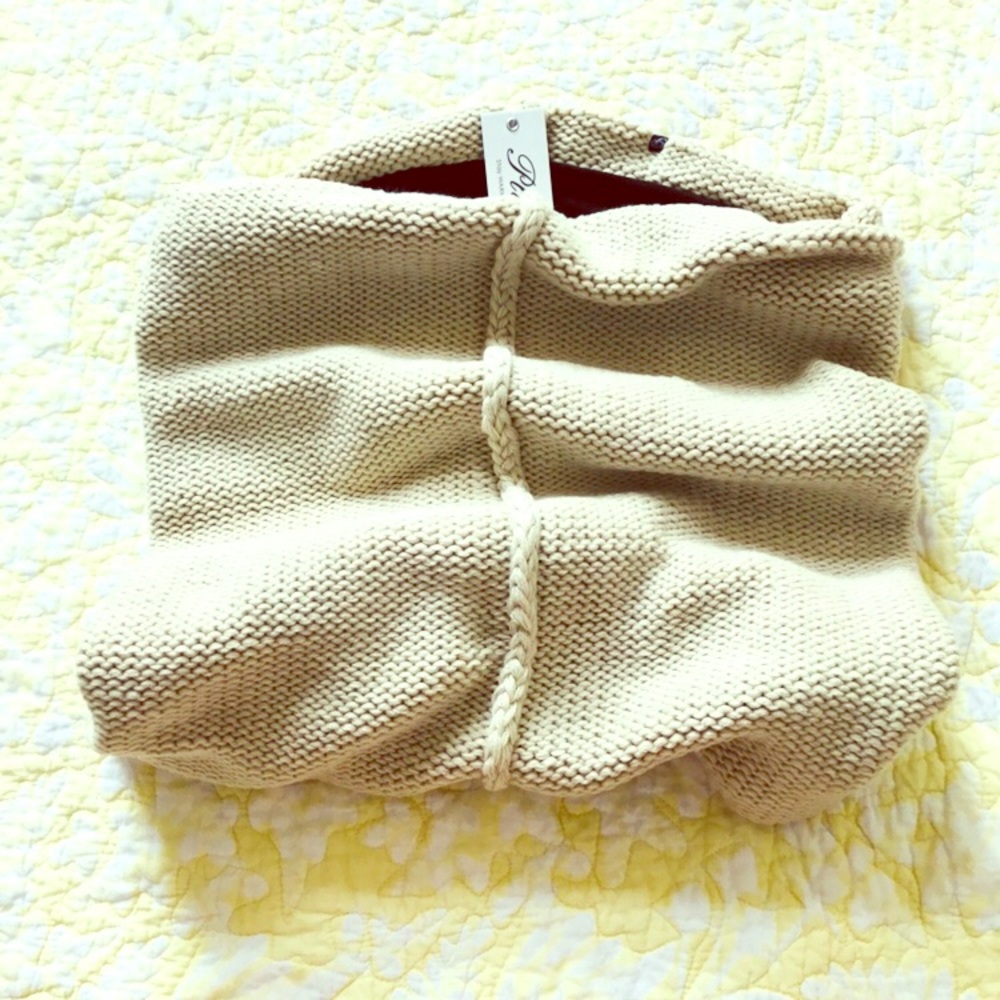 Neutral cream beige Knit Infinity Scarf